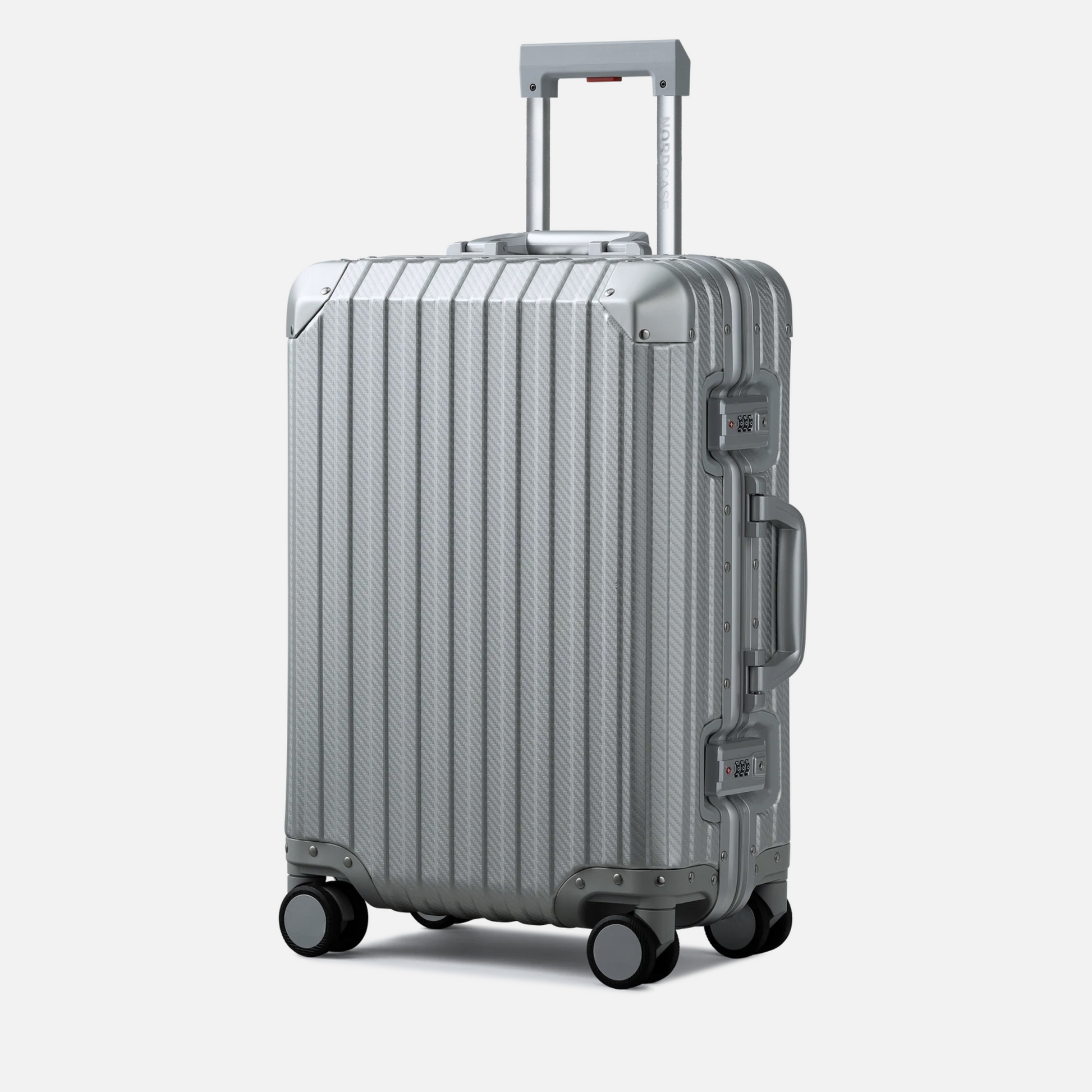 Trava Aluminium sølv kuffert forside og side - sleek design