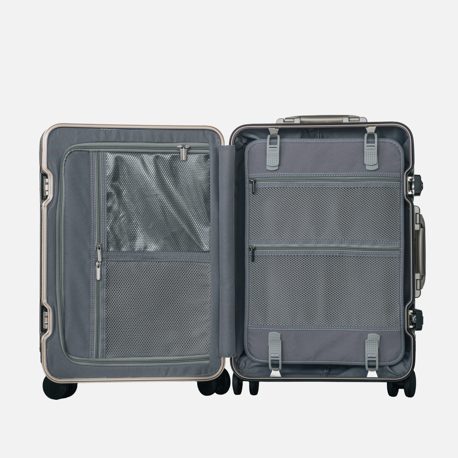 Trava champagne kuffert indvendig organisering og rum - praktisk layout