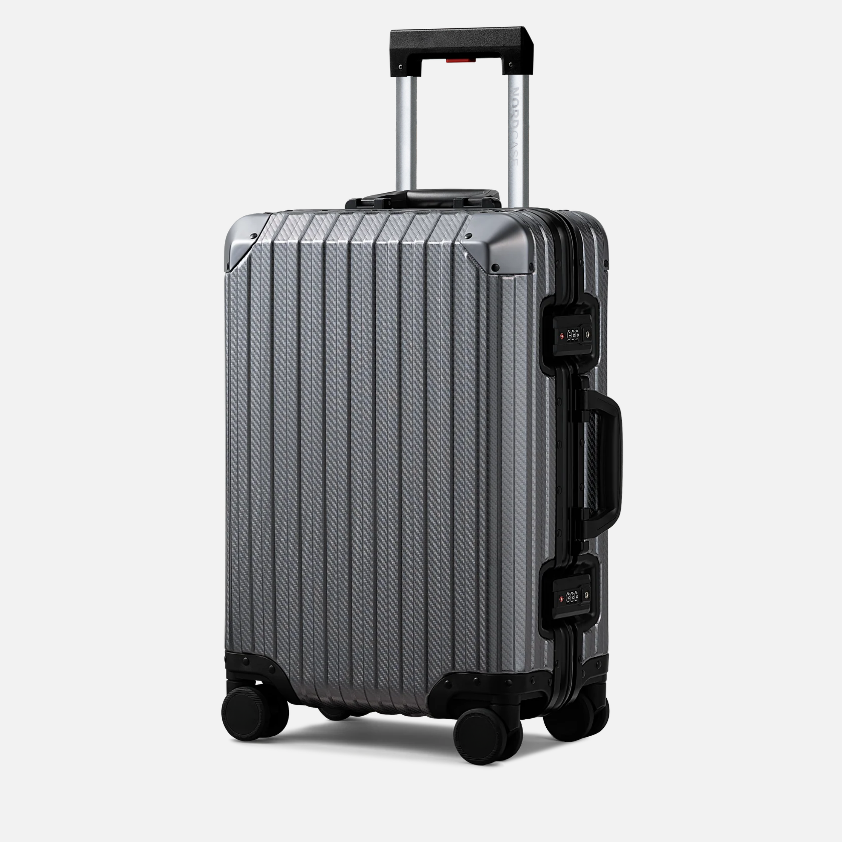 Trava Aluminium antracitgrå kuffert forside og side - sleek design