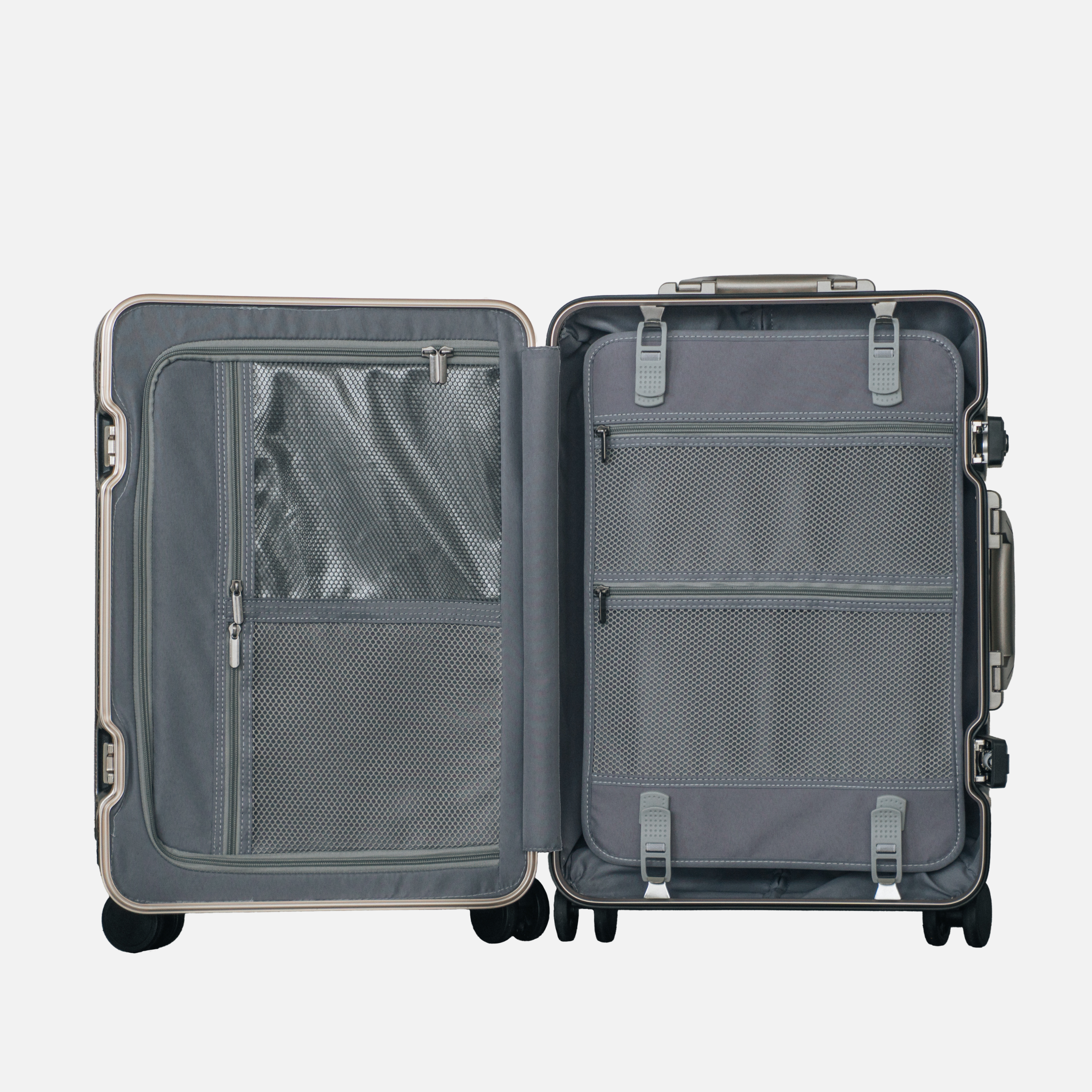 Trava champagne kuffert indvendig organisering og rum - praktisk layout