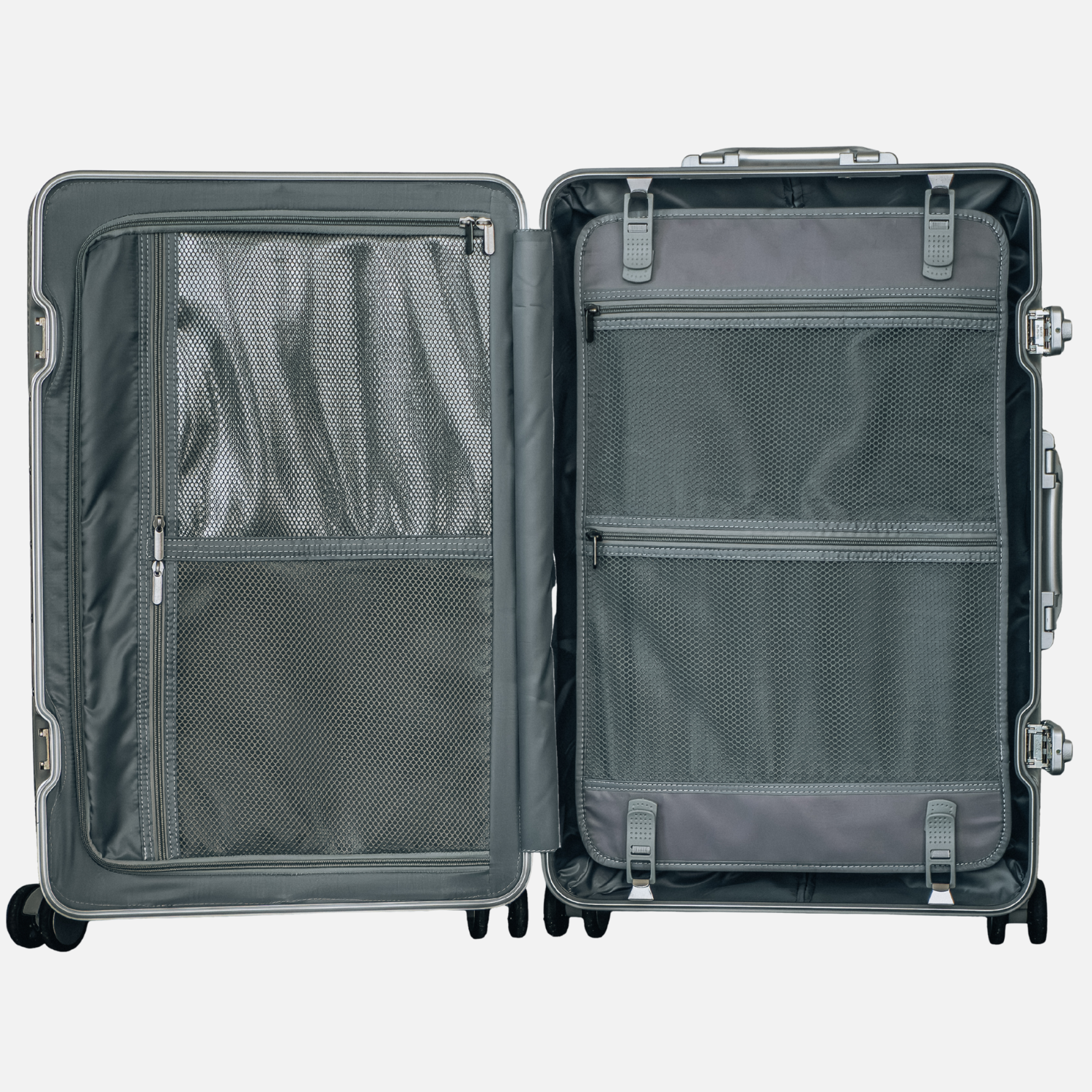 Trava sølv kuffert indvendig organisering og rum - praktisk layout